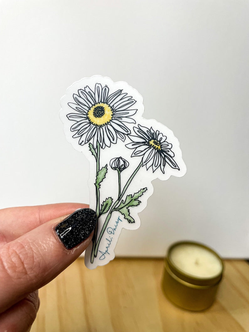 April Daisy Birth Month Flower Sticker – Slik Art and Design